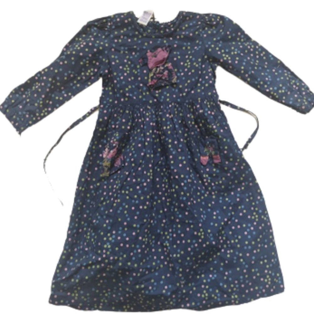 VINTAGE APRIL CORNELL Blue Polka Dot Dress Size 3 4